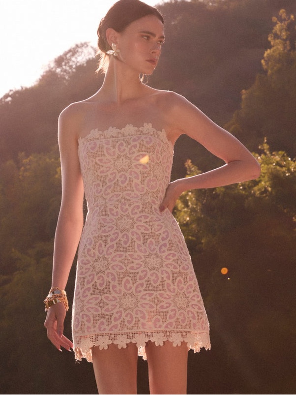 Helsi Elodie Strapless Scallop Lace Mini Dress Size XS NWT